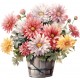 Sticker decorativ, Flori Crizanteme, Roz, 62 cm, 1363STK-11 Sticker decorativ, Flori Crizanteme, Roz, 62 cm, 1363STK-11