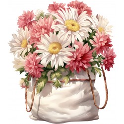 Sticker decorativ, Flori Crizanteme, Alb, 68 cm, 1363STK-12