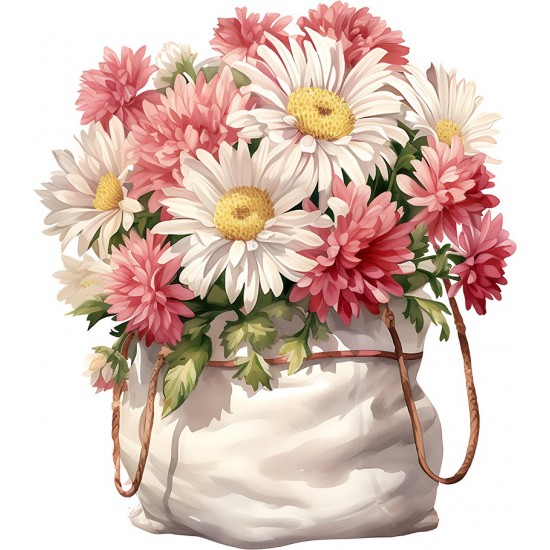 Sticker decorativ, Flori Crizanteme, Alb, 68 cm, 1363STK-12