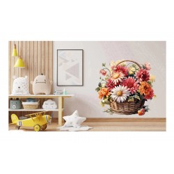 Sticker decorativ, Flori Crizanteme, Multicolor, 63 cm, 1363STK-9 Sticker decorativ, Flori Crizanteme, Multicolor, 63 cm, 1363STK-9