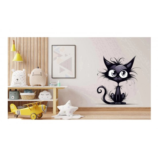 Sticker decorativ, Pisica, Negru, 1366STK