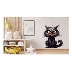 Sticker decorativ, Pisica, Negru, 1366STK-12