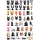 Sticker decorativ, Colaj cu Pisicute, 53 stickere, Negru, 1366STK-13