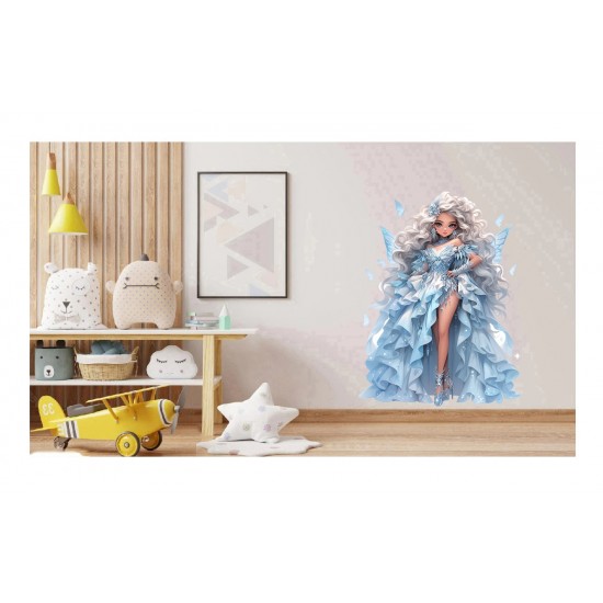 Sticker decorativ, Printesa, Albastru, 1374STK-21