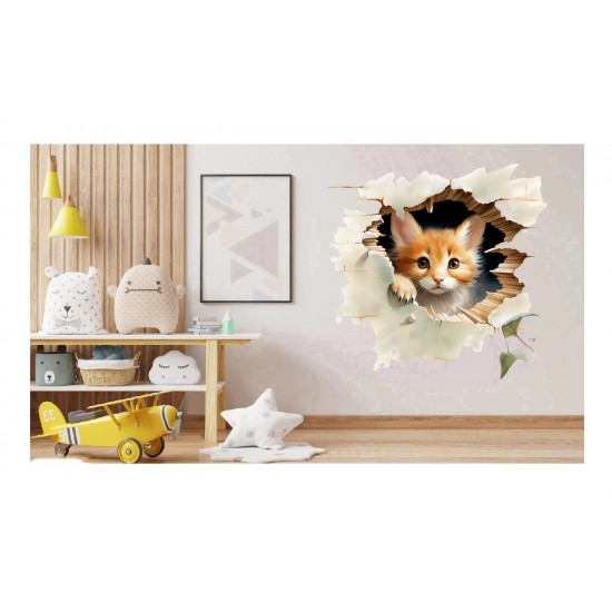 Sticker decorativ, Pisica, Maro, 1375STK-1