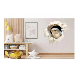 Sticker decorativ, Pasare, Turcoaz, 1375STK-7
