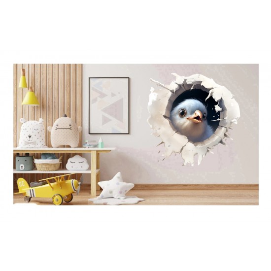 Sticker decorativ, Pasare, Turcoaz, 1375STK-8