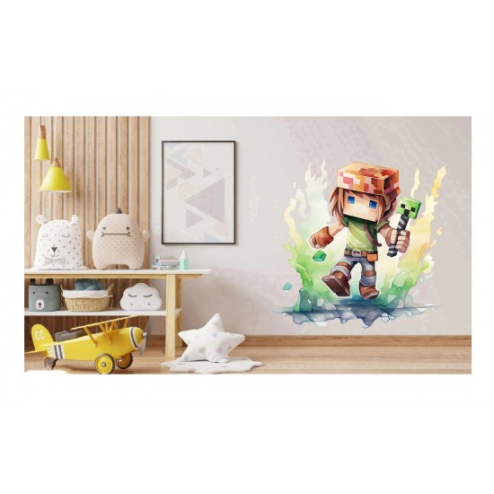 Sticker decorativ, Minecraft, Verde, 1376STK-15