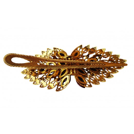 Clama de par coada de paun, Vintage, 11 cm, Mov, 61BJ