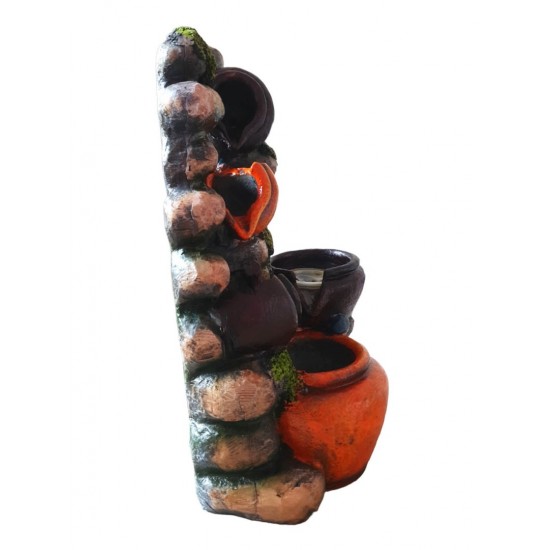 Fantana arteziana cu ulcioare, cu buton On/off, Bila si leduri luminoase, 33 cm, 75069L