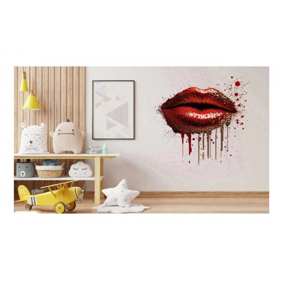 Sticker decorativ, Buze, Rosu, 60 cm, 1301STK