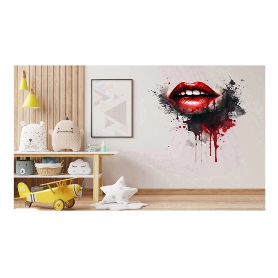 Sticker decorativ, Buze, Rosu, 64 cm, 1302STK-13