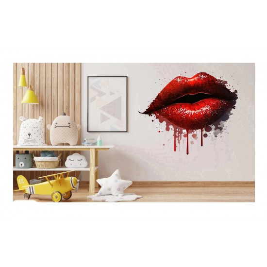 Sticker decorativ, Buze, Rosu, 65 cm, 1302STK-9
