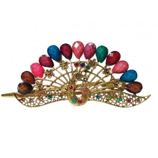 Clama de par in forma de Paun, Vintage, 12 cm, Multicolor, 66BJ