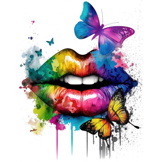 Sticker decorativ, Buze, Mov, 70 cm, 1299STK-1