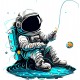 Sticker decorativ, Astronaut, Alb, 60 cm, 1266STK-1