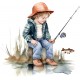 Sticker decorativ, Baiat la Pescuit, Multicolor, 63 cm, 1289STK-4 Sticker decorativ, Baiat la Pescuit, Multicolor, 63 cm, 1289STK-4