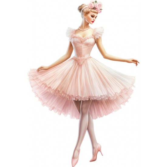 Sticker decorativ, Balerina, Roz, 88 cm, 1346STK-2 Sticker decorativ, Balerina, Roz, 88 cm, 1346STK-2