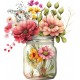 Sticker decorativ, Borcan cu Flori, Multicolor, 66 cm, 1265STK-3