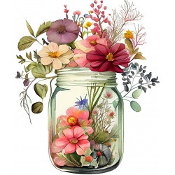 Sticker decorativ, Borcan cu Flori, Multicolor, 72 cm, 1265STK