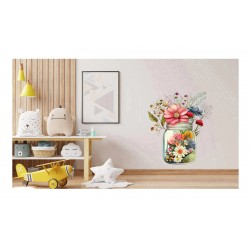 Sticker decorativ, Borcan cu Flori, Multicolor, 73 cm, 1265STK-5 Sticker decorativ, Borcan cu Flori, Multicolor, 73 cm, 1265STK-5