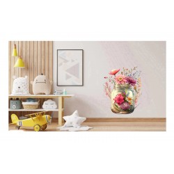 Sticker decorativ, Borcan cu Flori, Multicolor, 75 cm, 1265STK-6 Sticker decorativ, Borcan cu Flori, Multicolor, 75 cm, 1265STK-6