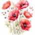 Sticker decorativ, Buchet de Flori Maci, Rosu, 65 cm, 1350STK-1