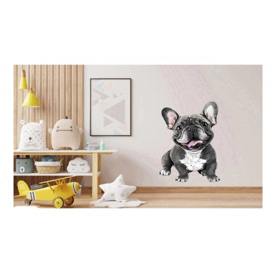 Sticker decorativ, Caine French Bulldog, Negru, 85 cm, 1203STK-1