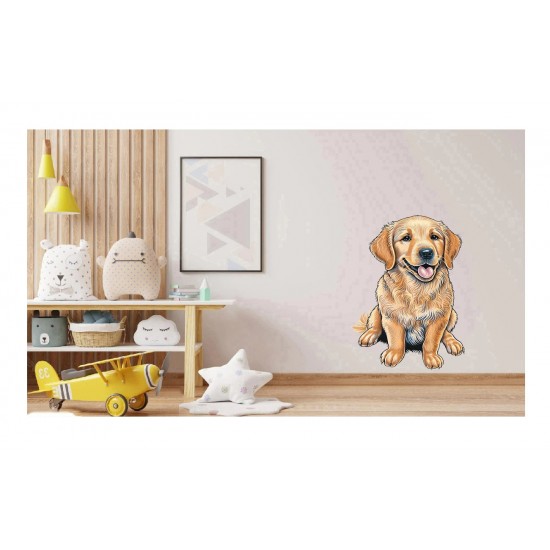 Sticker decorativ, Caine Golden Retriever, Maro, 85 cm, 1203STK-3