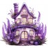 Sticker decorativ, Casa cu Lavanda, Mov, 65 cm, 1361STK-5
