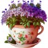 Sticker decorativ, Ceasca cu Flori, Mov, 61 cm, 1261STK-1