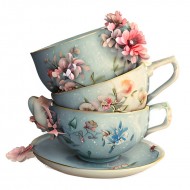 Sticker decorativ, Cesti Cafea, Turcoaz, 60 cm, 1211STK