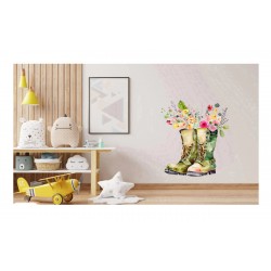 Sticker decorativ, Cizme cu Flori, Verde, 72 cm, 1261STK Sticker decorativ, Cizme cu Flori, Verde, 72 cm, 1261STK