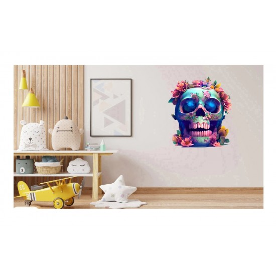 Sticker decorativ, Craniu, Albastru, 69 cm, 1237STK