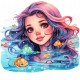 Sticker decorativ, Culori Pastelate, Fata, Mov, 62 cm, 1347STK-5