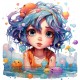 Sticker decorativ, Culori Pastelate, Fata, Turcoaz, 62 cm, 1347STK-8