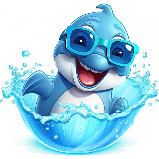 Sticker decorativ, Delfin, Albastru, 62 cm, 1352STK-4