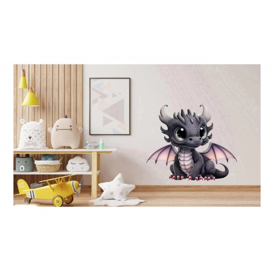 Sticker decorativ, Dragon, Negru, 68 cm, 1262STK