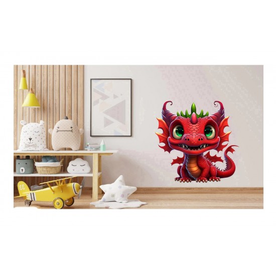 Sticker decorativ, Dragon, Rosu, 62 cm, 1262STK-2