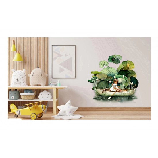 Sticker decorativ, Fetita, Verde, 69 cm, 1283STK-4