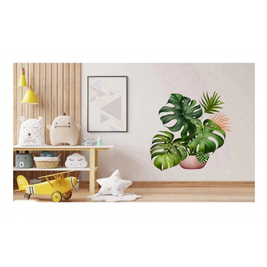 Sticker decorativ, Floare, Verde, 72 cm, 1261STK-6