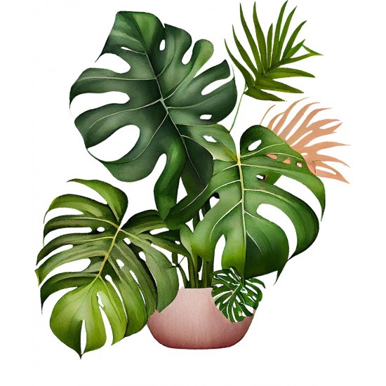 Sticker decorativ, Floare, Verde, 72 cm, 1261STK-6