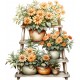 Sticker decorativ, Flori Crizanteme, Portocaliu, 68 cm, 1363STK-7