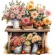 Sticker decorativ, Flori Crizanteme, Roz, 62 cm, 1363STK-2