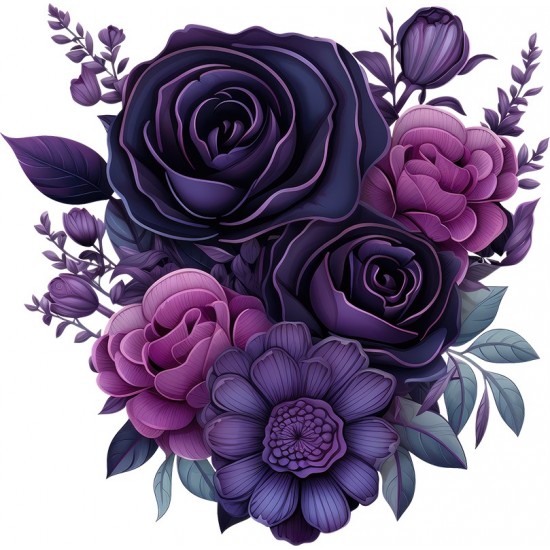 Sticker decorativ, Flori, Mov, 60 cm, 1325STK-3