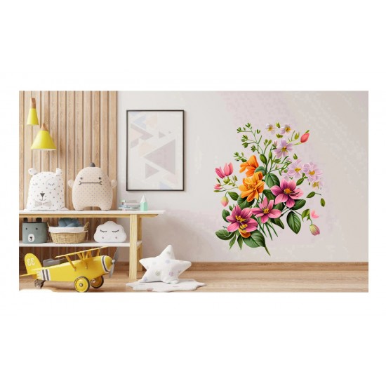 Sticker decorativ, Flori, Multicolor, 80 cm, 1216STK-10 Sticker decorativ, Flori, Multicolor, 80 cm, 1216STK-10
