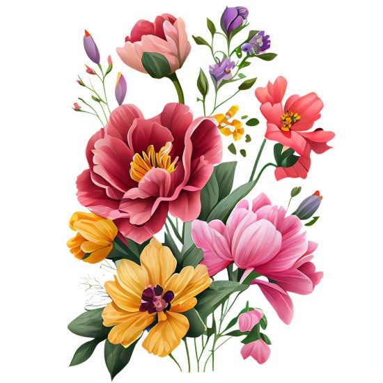 Sticker decorativ, Flori, Multicolor, 83 cm, 1216STK-8