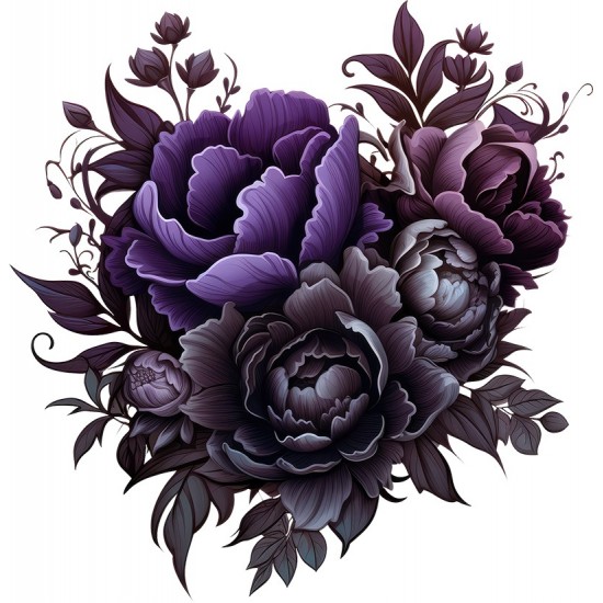 Sticker decorativ, Flori, Negru, 62 cm, 1325STK-4 Sticker decorativ, Flori, Negru, 62 cm, 1325STK-4