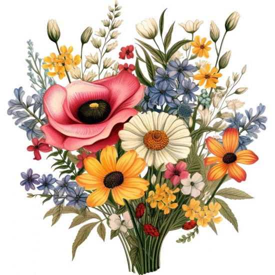 Sticker decorativ, Flori Salbatice, Multicolor, 63 cm, 1319STK-3 Sticker decorativ, Flori Salbatice, Multicolor, 63 cm, 1319STK-3