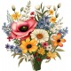 Sticker decorativ, Flori Salbatice, Multicolor, 63 cm, 1319STK-3 Sticker decorativ, Flori Salbatice, Multicolor, 63 cm, 1319STK-3